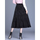 Yalu Free and Easy Spring Skirt Women's Pleated Skirt Women's Spring and Autumn Version Korean Version High Waist Black A-Line Skirt Large Hem Skirt Women WWY33180 Gray One Size