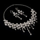 Rongxia Korean exquisite bridal jewelry necklace and earrings set party dress wedding dress diamond jewelry silver necklace + ear needles