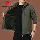 Pier Cardin 2025 New Windbreaker Holded más chaqueta de terciopelo chaqueta de hombres de mediana edad para hombres Otoño e invierno Capel-Capualy Men's Clothing 9888 [Azul oscuro] Sombrero extraíble L