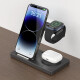 Moyi three-in-one wireless charger fast charge Apple iphone/iwatch/Samsung S22/23 watch Galaxywatch3/4/5 headset vertical charging board base cool black [desktop wireless charging soft light night light]