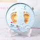 Yimi Baby hand and foot prints, birthday gift, full moon, newborn 100-day anniversary commemorative gift, baby hand and footprints, purple mud iron box style + upgrade gift bag