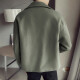 Autumn and winter men's coats, men's loose cotton clothes, cotton coats, short work jackets, trendy British handsome winter woolen coats, windbreakers, cloaks, trendy men's clothes, light green cotton XL