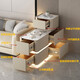 Kaishidi 2024 new style sofa side table with light and socket, light luxury and high-end sense, multi-functional side cabinet storage for small apartment living room, cream color (male steak plug + voice light strip), width 40* length 100, height 85cm