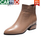 Cartelo 2025 Frühlings- und Herbst -echtes Leder Nacktstiefel für Frauen vielseitige weiche Leder Kurzstiefel Low Heel Speced Toe Knöchelstiefel Martin Stiefel Schwarze Frühling und Herbst Dünnstil 35