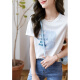 Egger white short-sleeved T-shirt for women 2024 summer new women's fashion casual and comfortable cotton all-match bottoming shirt T-shirt white M recommended within 100 Jin [Jin equals 0.5 kg]