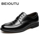 Nordic Pictures (Beioutu) Zapatos de cuero para hombres Classic Business Zapatos casuales para el lugar de trabajo británico Lace-up cómodos zapatos para hombres 9827 Negro 42