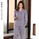 Dilefen pajamas for women pure cotton long sleeve spring and autumn casual cardigan home clothes full cotton winter thin plus size women's suit XEQ-1105 women's L size recommended to wear weight 105-120Jin [Jin equals 0.5 kg]