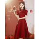 Seidler Cheongsam Toast Clothing Bride Engagement Vestido rojo Vestido pequeño Return 2025 El nuevo estilo se puede usar en el verano Borgoña XL (sugerido 116-125 Jin [Jin equivale a 0.5 kg])