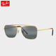 雷朋（RayBan）太阳镜金属方形时尚开车驾驶眼镜偏光墨镜男女0RB3636礼物 9196G6复古金镜框 尺寸58