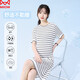 
Cat man (MiiOW) maternity dress summer round neck maternity dress summer short-sleeved striped loose maternity skirt long skirt striped L