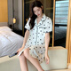 
Modal summer ice silk nightgown for women short-sleeved thin Japanese shirt dress pajamas for women sweet leopard print floral casual home clothing 11969 One size F