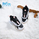 361 Children's shoes for boys and girls, thickened velvet and warm cotton shoes, winter new children's casual sports versatile cotton shoes, carbon black/dark pink/phantom blue 32