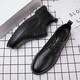 LWOK Neues Produkt Herren lässige Lederschuhe Trend Britische Männerschuhe Mode vielseitige Geschäftsschuhe tragen resistente formelle Schuhe Height-verstärkte Schuhe 9920 Black 42