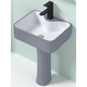Hongpai Badezimmer Kleine Wohnung integriertes bodengesteuertes Keramiksäulensäulenbecken mit schmalem Waschbecken Balkon Basin-Creme-Waschbecken 4837 Graues Säulenbecken + Objektiv erschwingliche Abdeckung
