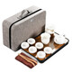 Touchmiss travel tea set portable bag outdoor storage Chinese style mutton-fat jade white porcelain tea cup teapot gift gift mutton-fat jade porcelain Xishi pot six cups with six gentlemen + rectangular black tea tray