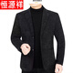 Hengyuanxiang high-end men's autumn and winter casual middle-aged men's woolen suits Nizi jackets middle-aged and elderly men's thickened suits brown woolen 175/88A 130-140Jin Jin equals 0.5 kg