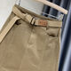 Pierre Cardin Falda corta de falda para mujeres en el otoño Nuevo empacado de cadera corto de cintura alta y anti-exposición A-linewear de mezclilla de mezclilla [calidad] 5012-khaki + corbata s Recomendada 85-95Jin [Jin equivale a 0.5 kg]
