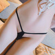 Ice silk mini one-thread sexy men's panties stockings set tight thong women's black men's ball bag