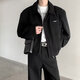 Huafeng Yino short jacket men's spring and autumn American handsome shoulder pad jacket high-end black cleanfit lapel baseball uniform black XL 120-140Jin [Jin equals 0.5 kg]