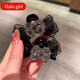 HALO GIRL2024 New Niche Bow Clip for Female Internet Celebrities with Diamond Side Bangs Broken Hair Clip Temperament Shark Clip Headdress Black Clip (2 Pack)