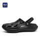 Heilan House Shoes New Spring and Summer Casual Breathable Comfort Versatile Croc Shoes Baotou Sandals Slippers Men Black 42-43