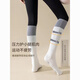 Oeny non-slip calf five-finger socks for women Pilates yoga fitness sports split toe knee socks autumn and winter mid-length socks one size fits all yoga non-slip length is about 38cm 2 pairs - black + dark gray