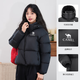 Camel 660 high-coat down jacket for women short thickened windproof hooded bread down jacket for women 724CA6B601B, Phantom Black, Women S