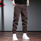 新百伦休闲裤男灯芯绒秋季新款潮牌宽松百搭束脚裤冬季加绒哈伦长裤子男 咖啡常规 XL