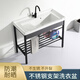 XMSJ ceramic laundry basin stainless steel bracket table basin laundry pool with washboard balcony wash basin ultra-deep laundry sink pool 1048 single basin + drain