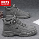 Pull back men's shoes Martin boots autumn and winter new men's high-top rhubarb boots workwear casual hiking shoes khaki 40