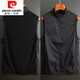 皮尔卡丹（pierre cardin）夏季薄马甲男士韩版潮流百搭马夹立领休闲坎肩镂空网眼外穿背心 黑色 3XL