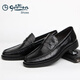 Goldlion Men's Shoes 2025 New Autumn Men's Leather Shoes Business Slip-on Light Sole Slip-On Black Loafers Black Hand Scratch Pattern 38 The size is too large, it is recommended to choose one size smaller