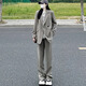 GARNUO milk tea gray small suit jacket women's short 2025 spring and autumn new small high-end casual loose suit black suit suit + pants M 111-120Jin Jin equals 0.5 kg