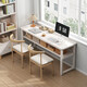 Min Yu Long Table Narrow Table Home Long Table Work Table Simple Desk Simple Computer Desk Writing Desk Rectangular Table Double Layer Warm White + White Frame 120cm