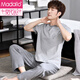 Modal pajamas men summer Xinjiang cotton pure cotton short-sleeved trousers teenagers thin summer cotton men's student 9922 M (165)