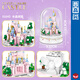Zhegao Family Qifu Blocaux de construction Snow Crystal Castle Music Box Buildings High Music Box Assembly Creative Eternal Flower Girl Amant Gift Music Pink Castle + Dust Protection Cover (683 pièces)