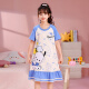 Mädchen Nachthemd Sommer reines Baumwoll kurzärmeligte Pyjama Kinder Mädchen Mittelkind Dünne Cartoon Kulomi Home Kleid GB6189 Blau Parcado Big Boy 24 Größe Höhe 155-165cm120jin [Jin gleich 0,5 kg]