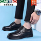 
CARTELO brand sandals men's summer genuine leather breathable casual leather shoes for men's hollow hole shoes soft sole dad's shoes 6627 black hollow inner height increase 38