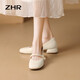 ZHR Single -Schuhe für Frauen mit flachen Munddicke dicke Absätze Mary Zhen Frauenschuhe Temperament Vielseitige Schuhe für Frauen CG71 Beige (klassisch) 36