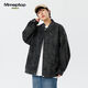 MMOPTOP American PU leather baseball jacket men's spring and autumn trendy handsome work jacket top 6211 black M