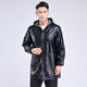 Hooded leather PU coat overalls for slaughtering and breeding pigs, chemical oil-proof, waterproof, windproof and velvet leather coat, black, thin velvet, short 44/190220-270Jin Jin equal to 0.5kg, set with cotton coat