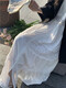 Huayuzhi white dress women's summer 2025 new high-end beach long skirt temperament small person pure long sleeves white long sleeve V-neck design hollow first love skirt M [Suggested 108-130Jin [Jin equals 0.5 kg]]
