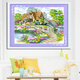 Jili 2025 new cross stitch cotton thread embroidery restaurant series embroidery beautiful home bedroom romantic cottage large grid middle grid 3 strand thread embroidery [50x43 cm] + scissors