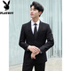 Playboy Suit Men's Korean Slim Top Jacket Groomsmen Wedding Business Professional Formal Small Suit Men Two-button Black Top + Shirt + Tie + Tailor-made Pants 2XL