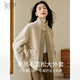 Chushen autumn and winter thick coat for women with lapel and double pockets, comfortable and versatile, warm and thick imitation lamb wool top S144F6006