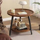 Jingcai coffee table side table sofa side table round table tea table bedside table balcony small table JCJ29 walnut color