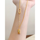 Fat Donglai's same style 18k gold necklace that does not fade, small gold bricks, women's 2023 new style niche, 18k gold, double fortune, small gold bar necklace