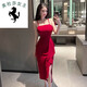 溥畔宴会晚礼服裙女平时可穿气质年会主播服装女夜晚总店性感吊带抹胸 黑色 513 S