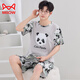 Cat Man (MiiOW) Pure Cotton Men's Pajamas Teen Loose Large Size Home Clothing Set Summer Short Sleeve Cartoon Summer Men's Short Sleeve Shorts-Q1396 Light Green Novel White XL Standard Men [130-145Jin [Jin equals 0.5 kg]]