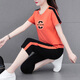 
NY-EMMA sports suit for women short-sleeved summer thin high-end fashionable age-reducing cotton casual and fashionable running suit two-piece set 687 maroon (crop pants set) M (recommended 80-95 Jin [Jin equals 0.5 kg])